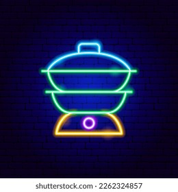 Steamer Blender Neon Sign. Vector Illustration of Household Appliances Promotion.
