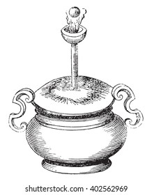 Steamer persiguiendo una imagen grabada de tiro vintage. Magasin Pittoresque 1847.