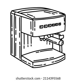 Steamer Coffee Machine Part of Electronic for Kitchen and Washing Device Hand Drawn Icon Set Vector.