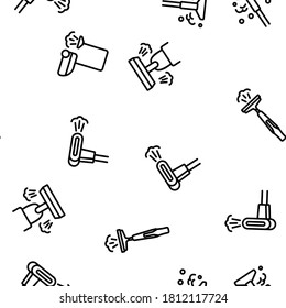 Steamer Domestic Tool Vector Seamless Pattern Thin Line Illustration