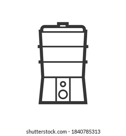 Steamer, double boiler outline single isolated vector icon. Kitchen appliances and electronics illustration on white background
