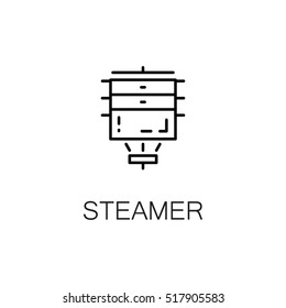 Steamer flat icon. Single high quality outline symbol of kitchen equipment for web design or mobile app. Thin line signs of steamer for design logo, visit card, etc. 