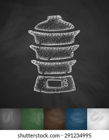 steamer icon. Hand drawn vector illustration. Chalkboard Design