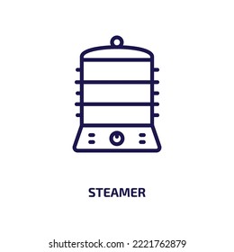 steamer icon from kitchen collection. Thin linear steamer, kitchen, food outline icon isolated on white background. Line vector steamer sign, symbol for web and mobile