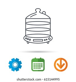 Steamer icon. Kitchen electric tool sign. Calendar, cogwheel and download arrow signs. Colored flat web icons. Vector