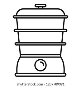 Steamer icon. Outline steamer vector icon for web design isolated on white background