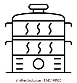 Steamer icon. Outline steamer vector icon for web design isolated on white background