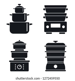 Steamer icon set. Simple set of steamer vector icons for web design on white background