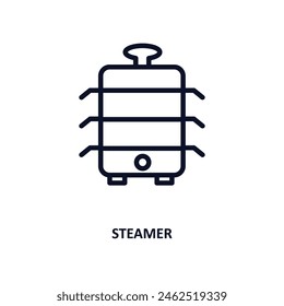 steamer icon. Thin line steamer icon from kitchen collection. Outline vector isolated on white background. Editable steamer symbol can be used web and mobile