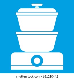 Steamer icon white isolated on blue background vector illustration