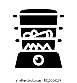 Dampfgarer Küchengerät glyph Symbol Vektorgrafik. Dampfküchenschild. isoliertes Kontursymbol