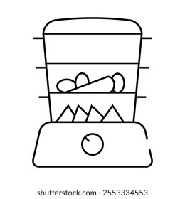 steamer kitchen device line icon vector. steamer kitchen device sign. isolated contour symbol black illustration