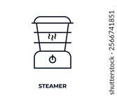 steamer outline icon. Linear vector from kitchen concept. Thin line steamer icon isolated on white background