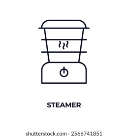 steamer outline icon. Linear vector from kitchen concept. Thin line steamer icon isolated on white background