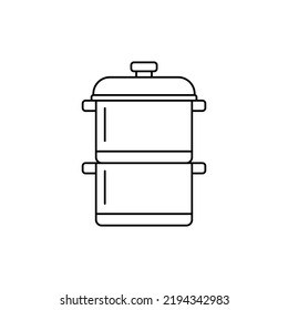 Steamer pan icon in line style icon, isolated on white background