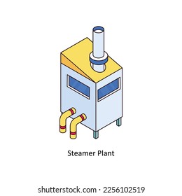 Steamer Plant Vector Isometric Filled Outline icon for your digital or print projects. stock illustration