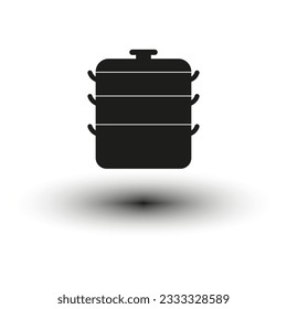 Steamer pot icon. Food steamer. Steam cooker icon. Vector illustration. EPS 10.