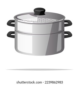 Steamer pot vector isolated illustration