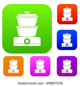 Steamer set icon in different colors isolated vector illustration. Premium collection