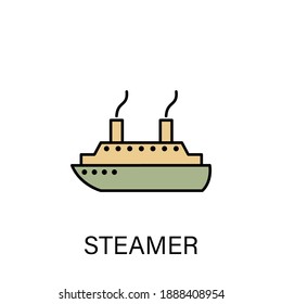 steamer ship sea transport outline icon. Signs and symbols can be used for web, logo, mobile app, UI, UX