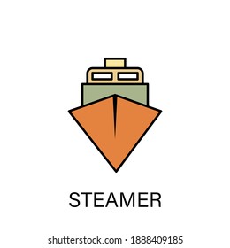 steamer ship sea transport outline icon. Signs and symbols can be used for web, logo, mobile app, UI, UX