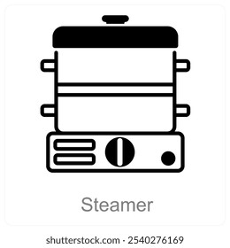 Steamer and steam icon concept