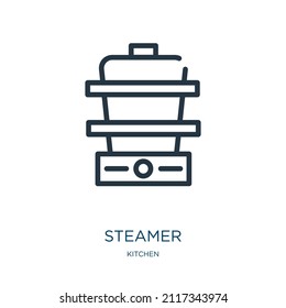 steamer thin line icon. equipment, electric linear icons from kitchen concept isolated outline sign. Vector illustration symbol element for web design and apps.