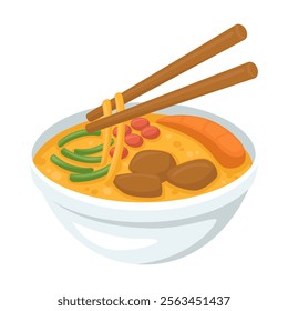 Steaming Bowl Emoji Icon Illustration. Asian Food Vector Symbol Emoticon Design Doodle Vector.