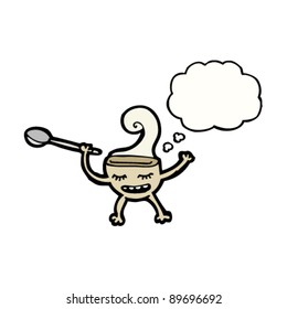 steaming bowl of soup cartoon character