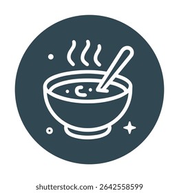 Steaming bowl of soup icon. Icon symbol illustration