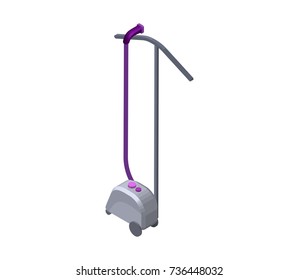 Steaming clothes with steamer, laundry or dry cleaners equipment for making clothes smooth with steam, isometric 3d vector illustration