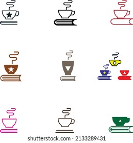 Steaming coffee colorful mugs set vector pack