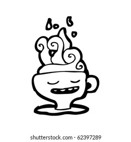 steaming coffee cup cartoon