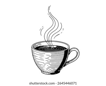 Steaming Coffee Cup Hand-Drawn Style