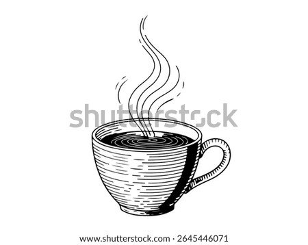 Steaming Coffee Cup Hand-Drawn Style