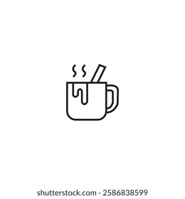 Steaming Coffee Cup Icon. Cup Of Tea Hot Drink Symbol. Coffee Shop Icon. Flat Style Vector Illustration. Outline Symbol For Web Design