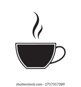 Dampfende Kaffeetasse Symbol Vektor. Hot Drink Silhouette Logo.