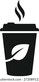 Taza de café al vapor con diseño de la hoja aislado en el fondo blanco, Vector