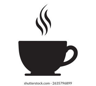 Steaming Coffee Cup Silhouette – Modern Minimalist Vector Icon