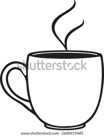 Steaming Coffee Mug, silhouette on white background