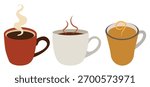 Steaming Coffee Mug Vector Illustration – Flat Design Icon of Hot Drink or Tea Cup
