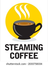 STEAMING COFFEE IN A MUG VECTOR ILLUSTRATION