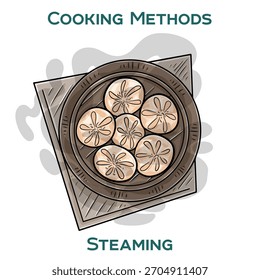 Vapor. Métodos de cozedura Ilustração vetorial desenhada à mão.