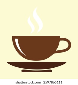 Steaming a cup of coffe on saucer