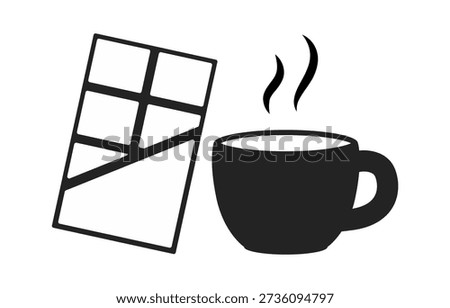 A steaming cup of coffee beside a piece of chocolate, perfect for a cozy moment.