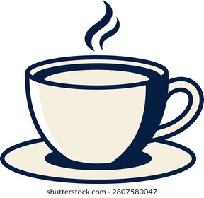 A steaming cup of coffee on a saucer, set against a cozy caf