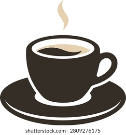 A steaming cup of coffee on a saucer, set against a cozy caf