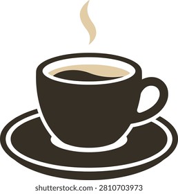 A steaming cup of coffee on a saucer, showcasing a cozy caf