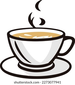 Steaming Cup of Coffee on White Background - Vector Illustration