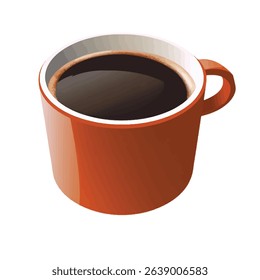 A steaming cup of dark coffee in an orange mug